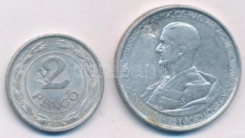1943. 2P Al + 5P Al "Horthy Miklós születésének 75. évfordulójára", mindkettő hamis sarló-...