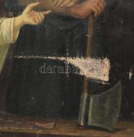 Jelzés nélkül, 1900 körül: Szent család. Olaj, vászon. Sérült. 52,5x79 cm