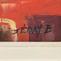 Séday Éva (1929-2011): Enteriőr. Olaj, farost, jelzett. Dekoratív fakeretben, 40×60 cm