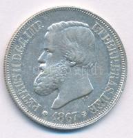 Brazília 1867. 500R Ag "II. Péter" T:XF Brazil 1867. 500 Reis Ag "Pedro II" C:XF Krause KM#472