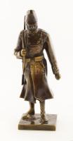 I. világháborús magyar katona szobra. Bronz, patinázott, talpán BÁV címkével. 19,5 cm Puska vége sér...