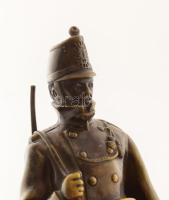 I. világháborús magyar katona szobra. Bronz, patinázott, talpán BÁV címkével. 19,5 cm Puska vége sér...