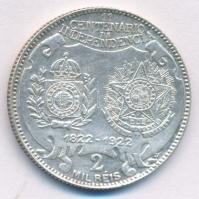 Brazília 1922. 2000R Ag "Függetlenség 100. évfordulója" T:XF Brasil 1922. 2000 Reis Ag "Independence Centennial" C:XF Krause KM#523