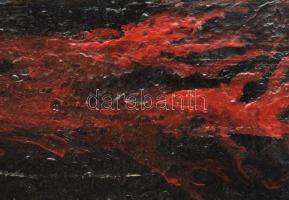 Gádor Emil (1911-1998): Vöröslő fa. Olaj, falemez, jelezve jobbra lent. Fakeretben, 45,5×14 cm