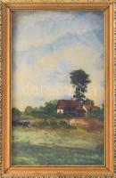 Dely István (-): Lovasszekér. Akvarell, papír, jelzett, üvegezett fakeretben, 41×25 cm