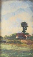 Dely István (-): Lovasszekér. Akvarell, papír, jelzett, üvegezett fakeretben, 41×25 cm