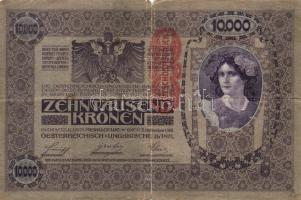 Ausztria/Osztrák-Magyar Bank 1918. 10.000K csak német nyelvű, függőleges piros "Deutschösterrei...