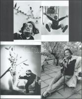 Dali, Salvador (1904-1989) katalán - spanyol szürrealista festőművész, aki fényképezés közben gyakran önmagát rendezte, vagyis kitalálta előre a képet, s ehhez hívott fotós segítséget, eltérő időben készült felvételek, 4 db modern nagyítás, jelzés nélkül, 21x15 cm és 15x10 cm