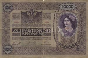 Ausztria/Osztrák-Magyar Bank 1918. 10.000K csak német nyelvű, függőleges piros "Deutschösterrei...