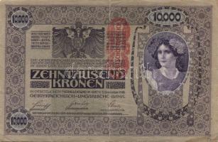 Ausztria/Osztrák-Magyar Bank 1918. 10.000K csak német nyelvű, függőleges piros "Deutschösterrei...