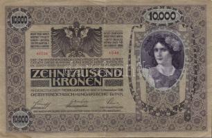 Ausztria/Osztrák-Magyar Bank 1918. 10.000K csak német nyelvű, függőleges piros "Deutschösterrei...