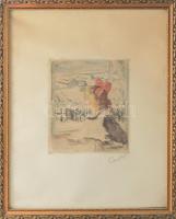 Csók István (1865-1961) - Prihoda István (1891-1956): Züzü. Színezett rézkarc, papír, jelzett (Csók)...