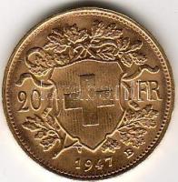 Schweiz 1947B 20Fr 6,4516g arany T:2   aranyáron !