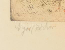 Komjáti-Wanyerka Gyula (1894-1958): Nyár. Színezett rézkarc, papír, jelzett, üvegezett fakeretben, l...