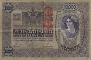 Ausztria/Osztrák-Magyar Bank 1918. 10.000K csak német nyelvű, függőleges piros "Deutschösterrei...