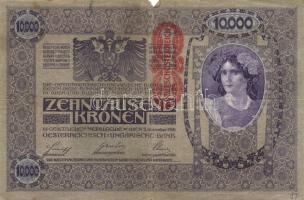 Ausztria/Osztrák-Magyar Bank 1918. 10.000K csak német nyelvű, függőleges piros "Deutschösterrei...