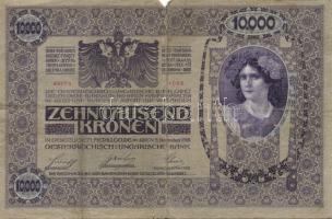 Ausztria/Osztrák-Magyar Bank 1918. 10.000K csak német nyelvű, függőleges piros "Deutschösterrei...