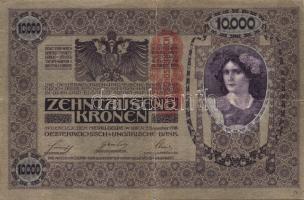 Ausztria/Osztrák-Magyar Bank 1918. 10.000K csak német nyelvű, függőleges piros "Deutschösterreich" fny-sal (4x) T:III,III/IV