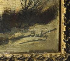 Baky Albert (1868-1944): Szarvas. Olaj, karton, jelzett. Dekoratív, kissé sérült fakeretben. 24x34 c...