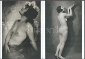cca 1930 Demeter Károly (1892-1983) budapesti fényképész és fotóművész aktfotó gyűjteményéből 2 db modern nagyítás, jelzés nélkül, 21x15 cm