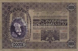 Ausztria/Osztrák-Magyar Bank 1918. 10.000K csak német nyelvű, függőleges piros "Deutschösterrei...