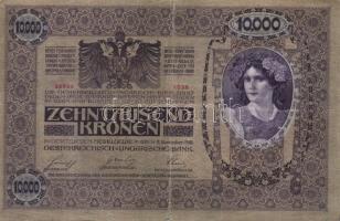 Ausztria/Osztrák-Magyar Bank 1918. 10.000K csak német nyelvű, függőleges piros "Deutschösterrei...