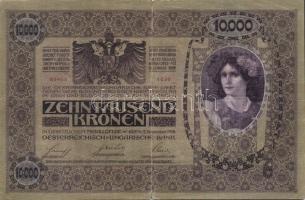 Ausztria/Osztrák-Magyar Bank 1918. 10.000K csak német nyelvű, függőleges piros "Deutschösterrei...