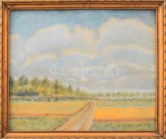 Gémes Gyula Mihály (-): Napfényes táj. Akvarell, papír, jelzett, üvegezett fakeretben, 19x23cm