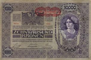 Ausztria/Osztrák-Magyar Bank 1918. 10.000K csak német nyelvű, vízszintes piros "Deutschösterreich" fny-sal (4x) T:III,III/IV