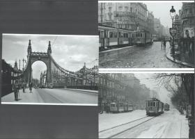 Villamosok Budapesten (11, 19, 53, 61, 69-es járat), a felvételek eltérő időben, de 1940 előtt készültek, 3 db modern nagyítás, jelzés nélkül, 15x21 cm