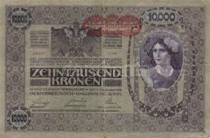 Ausztria/Osztrák-Magyar Bank 1918. 10.000K csak német nyelvű, vízszintes piros "Deutschösterrei...
