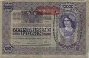 Ausztria/Osztrák-Magyar Bank 1918. 10.000K csak német nyelvű, vízszintes piros "Deutschösterrei...