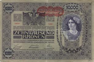 Ausztria/Osztrák-Magyar Bank 1918. 10.000K csak német nyelvű, vízszintes piros "Deutschösterrei...