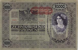 Ausztria/Osztrák-Magyar Bank 1918. 10.000K csak német nyelvű, vízszintes piros "Deutschösterreich" fny-sal (4x) T:III,III/IV