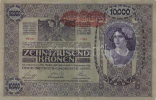 Ausztria/Osztrák-Magyar Bank 1918. 10.000K csak német nyelvű, vízszintes piros "Deutschösterrei...