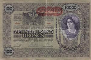 Ausztria/Osztrák-Magyar Bank 1918. 10.000K csak német nyelvű, vízszintes piros "Deutschösterreich" fny-sal (4x) T:III,III/IV