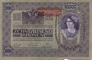 Ausztria/Osztrák-Magyar Bank 1918. 10.000K csak német nyelvű, vízszintes piros "Deutschösterrei...