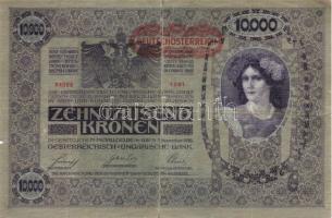 Ausztria/Osztrák-Magyar Bank 1918. 10.000K csak német nyelvű, vízszintes piros "Deutschösterrei...