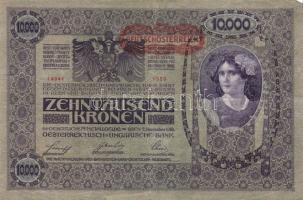 Ausztria/Osztrák-Magyar Bank 1918. 10.000K csak német nyelvű, vízszintes piros "Deutschösterrei...