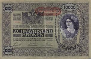 Ausztria/Osztrák-Magyar Bank 1918. 10.000K csak német nyelvű, vízszintes piros "Deutschösterreich" fny-sal (4x) T:III,III/IV