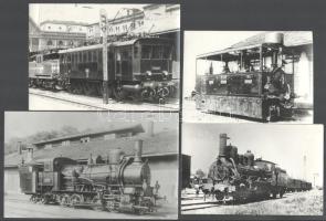 Vonatok, mozdonyok, különböző korokban készült különböző korú vasúti járművekről készített fotók 20x14 cm méretig. / Photos of different types of locomotives and railways from various eras