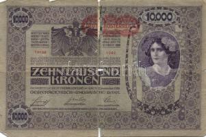 Ausztria/Osztrák-Magyar Bank 1918. 10.000K csak német nyelvű, vízszintes piros "Deutschösterrei...