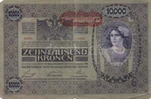 Ausztria/Osztrák-Magyar Bank 1918. 10.000K csak német nyelvű, vízszintes piros "Deutschösterrei...