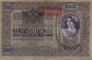Ausztria/Osztrák-Magyar Bank 1918. 10.000K csak német nyelvű, vízszintes piros "Deutschösterreich" fny-sal (4x) T:III,III/IV