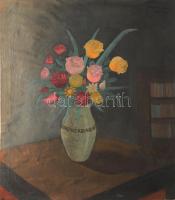 Gábor Móric (1889-1987): Enteriőr. Olaj, vászon, kartonon, jelezve jobbra fent, 62x54,5 cm.