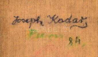 Joseph Kádár (1936-2019): Geometrikus kompozíció. Olaj, applikáció, vászon, jelezve jobbra lent, hát...