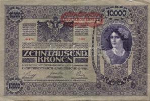 Ausztria/Osztrák-Magyar Bank 1918. 10.000K csak német nyelvű, vízszintes piros "Deutschösterreich" fny-sal (4x) T:III,III/IV