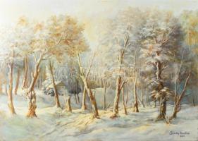 Sárdy Brutus jelzéssel: Téli erdő. Olaj, farost. 50x70 cm