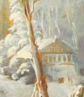 Sárdy Brutus jelzéssel: Téli erdő. Olaj, farost. 50x70 cm