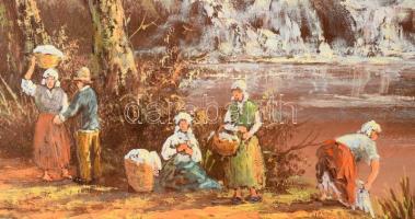 Tihanyi János Lajos jelzéssel: Mosó asszonyok. Olaj, farost. 50x70 cm